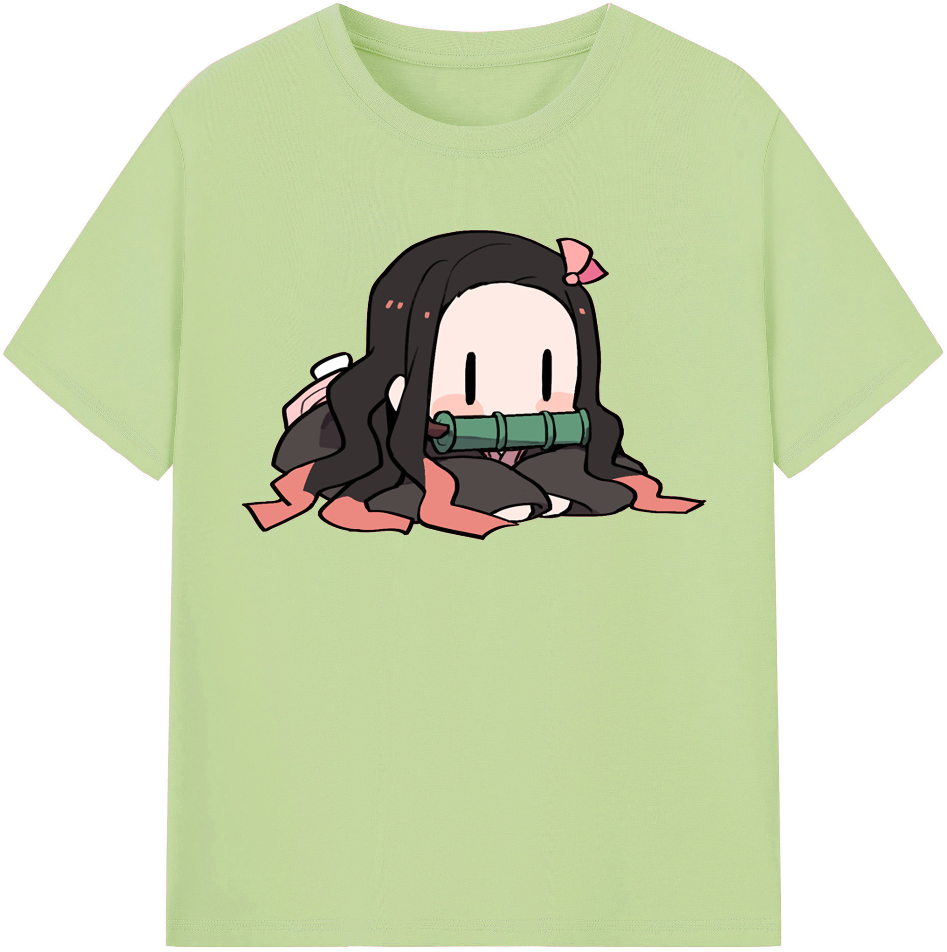 （画像用） 鬼滅の刃（きめつのやいば）竈門 禰󠄀豆子／かまど ねずこ Kamado Nezuko 綿100％半袖Tシャツ（フロントプリント）